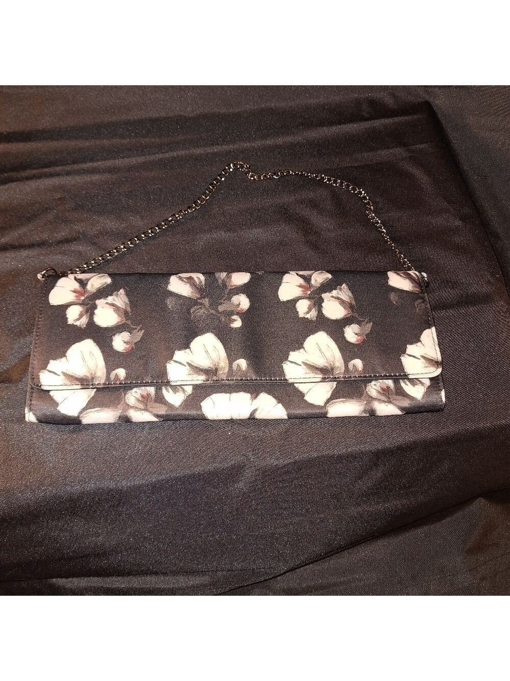 Black Floral Chain Purse